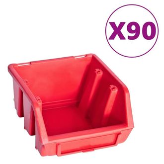 Berkfield Home 96 Piece Storage Bin Kit with Wall Panels Red & Black