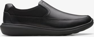 Clarks Mens Watchet Step Black Leather Shoes - Size 6.5 Wide Fit (UK Shoe)