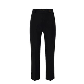 Elisabetta Franchi Cropped Trousers, female, Black, Size: 2XL Double-layer Stretch Crepe Trousers