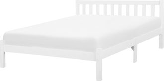 Beliani Cama Doble De Madera De Pino Blanca 160 X 200 Cm Con Listones Estilo Escandinavo Florac