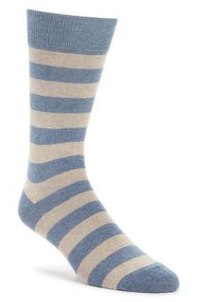 Nordstrom Stripe Cotton Blend Socks in Light Blue Tan Stripe at Nordstrom