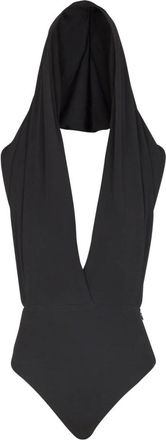 Balmain Bodysuit met capuchon en draperie - Dames - Bodies - Zwart - S - Tops
