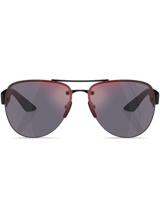 Prada Occhiali da sole con montatura stile pilota - Nero