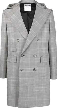 Moschino double-breasted plaid-check coat - men - Polyester/Virgin Wool/Viscose/Elastane - 50 - White