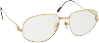 Cartier Pre-owned Metalen Zonnebril - Dames - Vintage Accessoires - Geel - ONE Size - Vintage