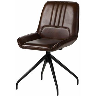 Massivmoebel24 iron label 110 Sedia in vera pelle - marrone 49x56x83