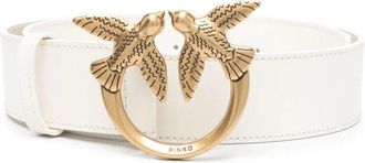 Pinko Love Birds High Leather Belt 4cm - Dames - Riemen - Wit - M - Leer - Accessoires
