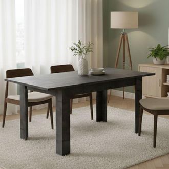 Dmora Table &Agrave; Manger Extensible, Couleur Gris B&eacute;ton, Mesure 137 X 79 X 90 Cm (jusqu&agrave; 185 Cm Avec La Rallonge) - Dmora