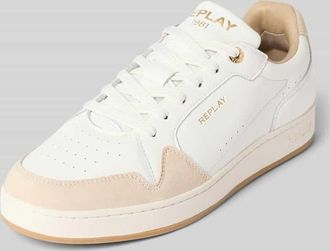 Replay Ledersneaker mit Label-Prints Modell SMASH CHOICE in Weiss, Größe 41