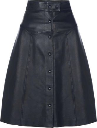 Belstaff Leren rok - Dames - Rokken - Zwart - Maat: 2XS Zijde