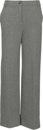 Max Mara Wijde broek - Dames - Wijde Broeken - Grijs - L - Katoen - Broeken