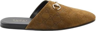 Gucci Mules, male, Brown, Size: 9 US GG Monogram Suede Mule