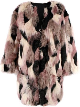 Nina Ricci Reversible Patchwork Faux Fur Coat
