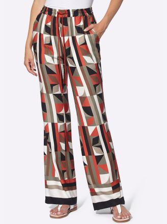 Heine Webhose HEINE, Damen, Gr. 44, Normalgr&ouml;ssen, bunt (terra, schlamm, bedruckt), 100% Viskose, bedruckt, gemustert, mehrfarbig, lang, Hosen Webhose