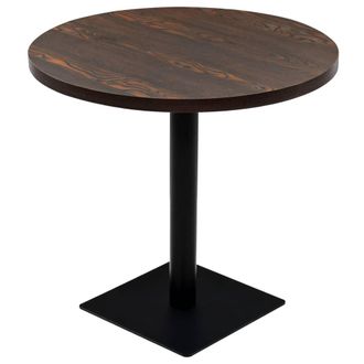vidaXL Vidaxl - Mesa De Bar Bistr&oacute; Mdf Y Acero Redonda Fresno Oscuro 80x75 Cm