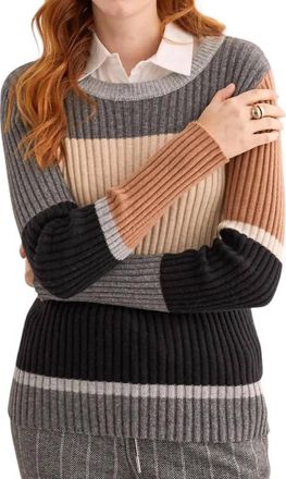 Tribal Crew Neck Colorblock Sweater In Charcoal