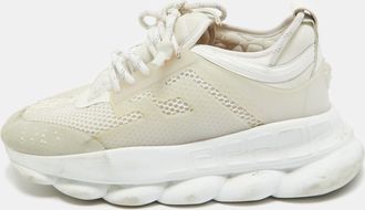Versace White Suede And Pvc Chain Reaction Sneakers