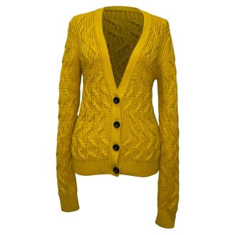 Emilia Wickstead Buttoned Cardigan in Yellow Silk