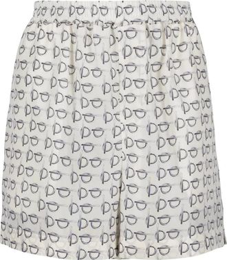 Burberry Zijden Straight Fit Logo Print Shorts - Dames - Bermuda - Grijs - XS - Korte Broeken