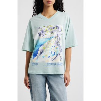 Vinyl Icons Mykonos Graphic T-Shirt in Mint at Nordstrom, Size X-Small