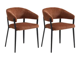 Vente-Unique Sedia con braccioli in Tessuto e Metallo Nero Terracotta - Lotto di 2 - AVRELA