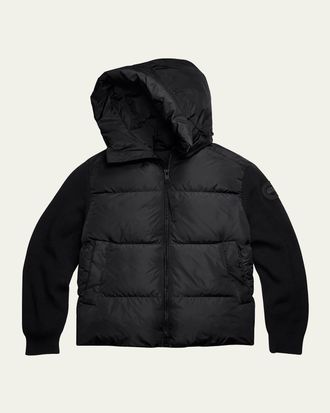 Canada Goose Mens HyBridge Wool-Knit Nylon Down Hooded Jacket