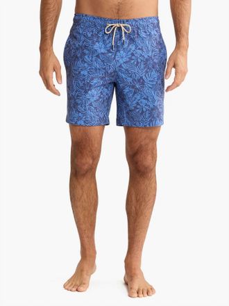 Fair Harbor Bayberry Trunk Shorts In Island Blue Leaves