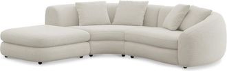 Castlery Fable Single Arm Sectional Sofa Left Facing Customized, Performance Classic Twill Cream, Spill Resistant, Ultra Deep Seats for Sofas, Castlery