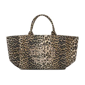 Ganni Tote Bags, female, Brown, Size: ONE SIZE Shopper XXL Pocket
