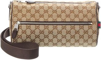 Gucci Small Gg Canvas Cylinder Bag