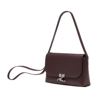 Courr&egrave;ges Womens Icotype Shoulder Bag Burgundy Cowhide