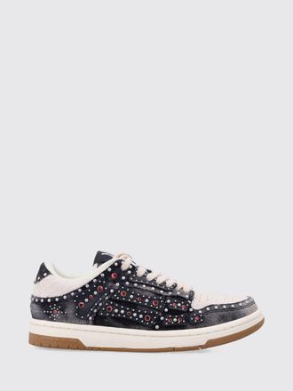 Amiri Sneakers Skel Top Low in denim e pelle scamosciata con borchie e strass