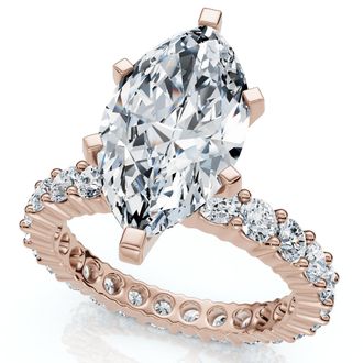 Pompeii3 Certified 4.40Ct Marquise Eternity Engagement Ring 14k Gold or Pt Lab Grown