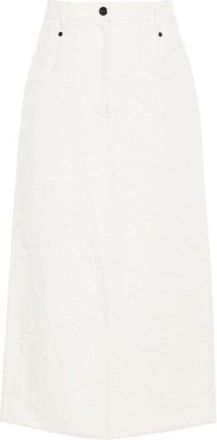 Brunello Cucinelli Off White Linen Blend Skirt, Brand Size 46 (US Size 12)