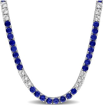 Rina Limor Silver 30.24 Ct. Tw. Lab-Grown Sapphire Strand Necklace