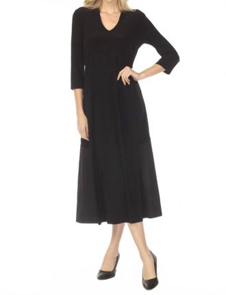 Joseph Ribkoff V-Neck Three Quarter Sleeve Maxi Dress In Black