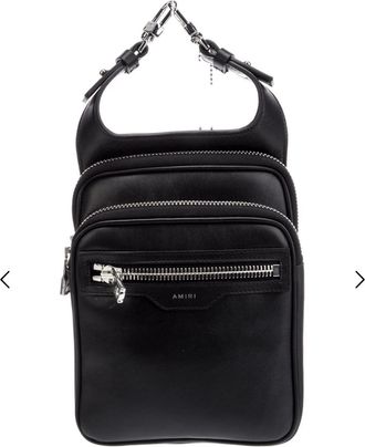 Amiri Calf Hip Pouch- Black / Silver