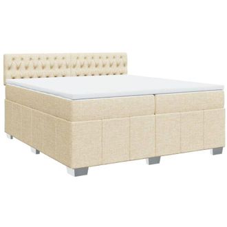 vidaXL Vidaxl - Cama Box Spring Con Colch&oacute;n Tela Color Crema 200x200 Cm