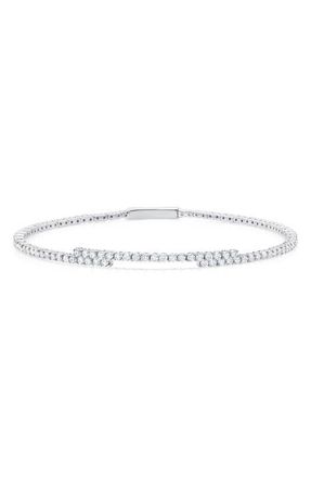 Crislu Cubic Zirconia Regal Flex Bangle Bracelet in Silver at Nordstrom, Size 7