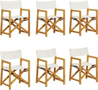 vidaXL Sillas De Jard&iacute;n Plegables 6 Unidades Tela Blanco Crema Vidaxl