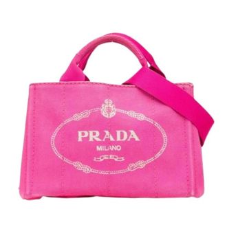 Prada Pre-owned Tote Bags, female, Pink, Size: ONE SIZE Pre-owned Canvas Tote Bag