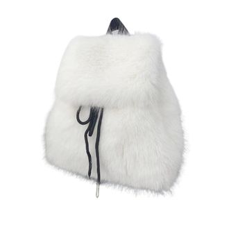Generic Fashionable Plush Furry Small Backpack for Women Adjustable Shoulder Bag with Drawstring Closures Flap Covers
