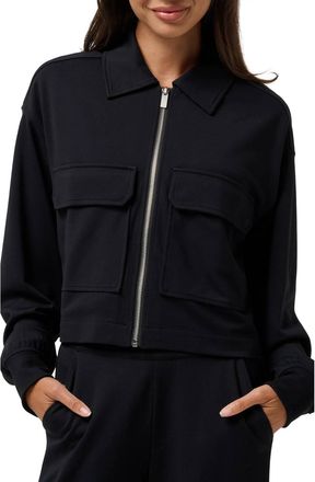 Travis Mathew Friday Ponte Utility Zip Up Jacket In Black