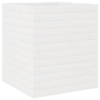 Berkfield Home Garden Planter White 40x40x46 cm Solid Wood Pine | Size: 40 x 40 x 46 cm