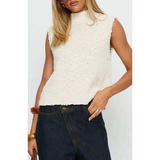 Princess Polly Lanette Mock Neck Sleeveless Boucl&eacute; Sweater in Cream at Nordstrom, Size X-Small