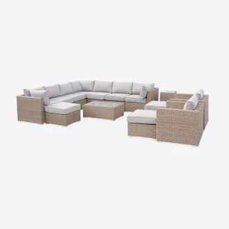Sweeek Salotto Da Giardino Premium In Resina Intrecciata, 12-14 Posti