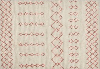 Beliani Beliani - Alfombra De Algod&oacute;n Beige Rosa 140 X 200 Cm Hecho A Mano Patr&oacute;n Geom&eacute;trico Buxar