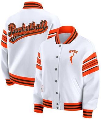WEAR by Erin Andrews Womens WEAR by Erin Andrews White/Orange WNBA Full-Snap Fleece Sweatshirt Jacket at Nordstrom, Size 3X