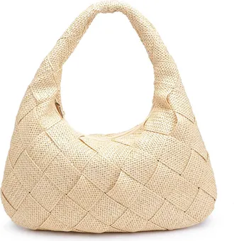 Sol and Selene Womens Dare To Dream Large Woven Straw Hobo Bag In Cream