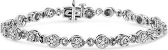 House of Brilliance Silver 1.0 Cttw Diamond Swirl Beaded Link Bracelet in White at Nordstrom